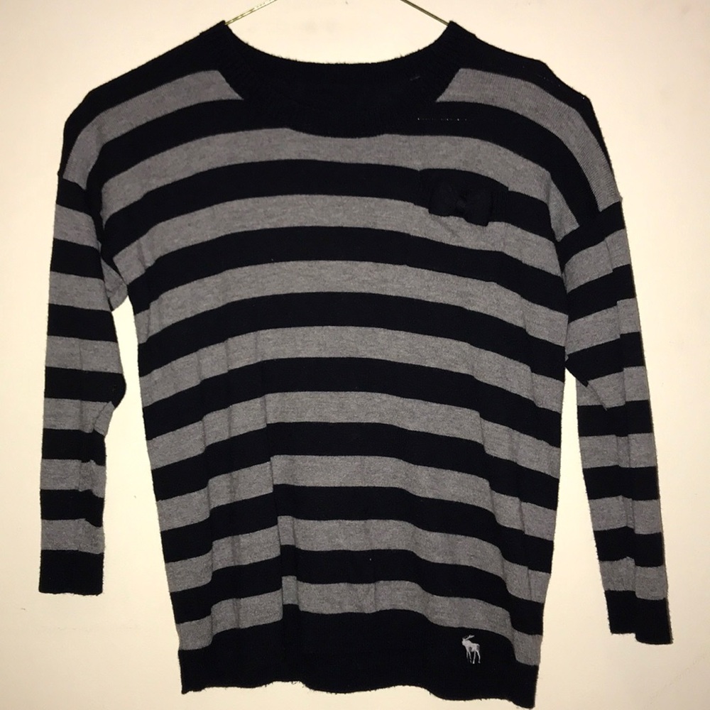abercrombie kids black and gray striped sweater